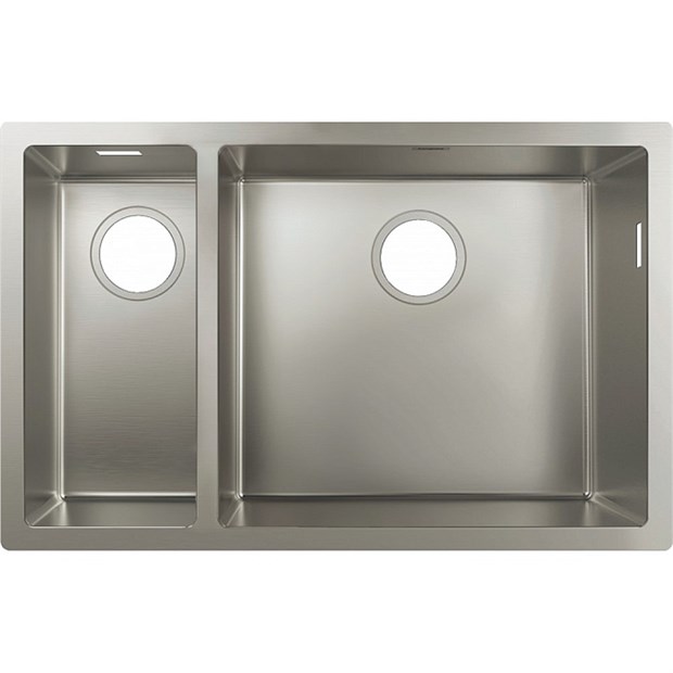 Мойка, Hansgrohe, S719-U655, шгв 705*450*190, 2 чаши,отверстия для смесителя-отсутствуют, цвет-нержавеющая сталь 43429800