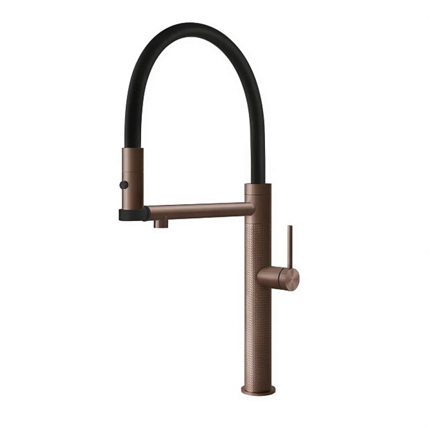 Смеситель для кухни Gessi 316 CESELLO                                                    
                            60214#708 цвет-браш.медь PVD/шланг-черный 60214#708