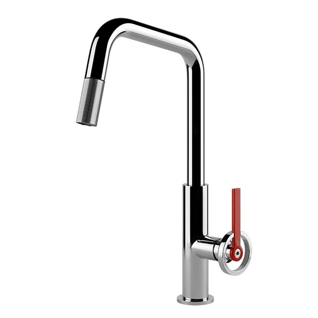 Смеситель для кухни Gessi OFFICINE V                                                    
                            60203#031 хром, рычаг красный 60203#031