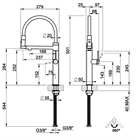 Смеситель для кухни Gessi 316 CESELLO                                                    
                            60214#708 цвет-браш.медь PVD/шланг-черный 60214#708